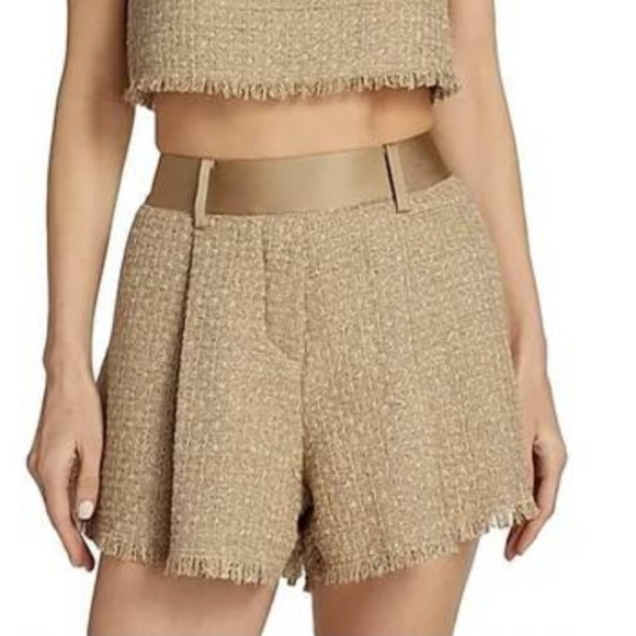 THE FEMM Women's Tan Tweed Morgan Shorts Size Newly - Picture 4 of 4